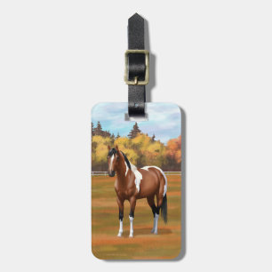 Brawn Pinto Bay Paint Horse im Herbst Weide Gepäckanhänger