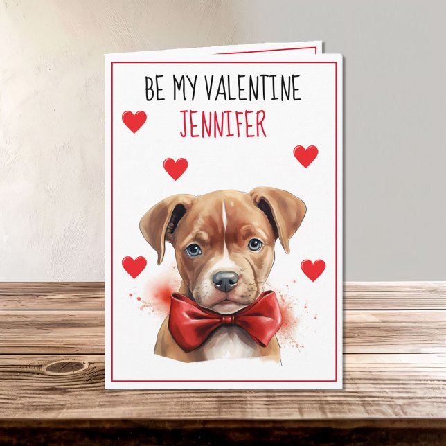 Brawn Pit Bull Dog I Woof You Valentine Karte (Von Creator hochgeladen)