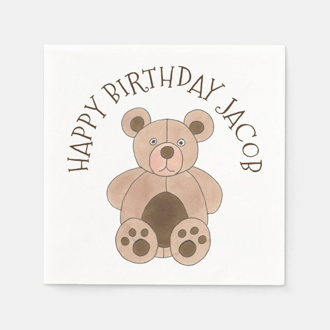 Brawn Plush Toy Teddy Bär gestopfte Tier Geburtsta Serviette (Vorderseite)