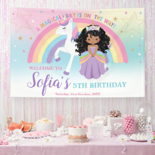 Brawn Princess Unicorn Birthday Rainbow Willkommen Banner