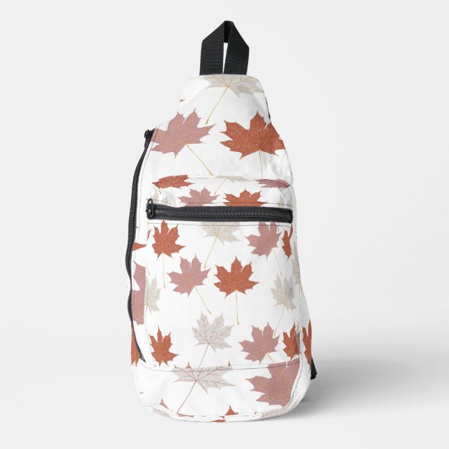 Brawn Red Autumn Floral Blätter Y2K Muster Crossbody Bag (Vorderseite)