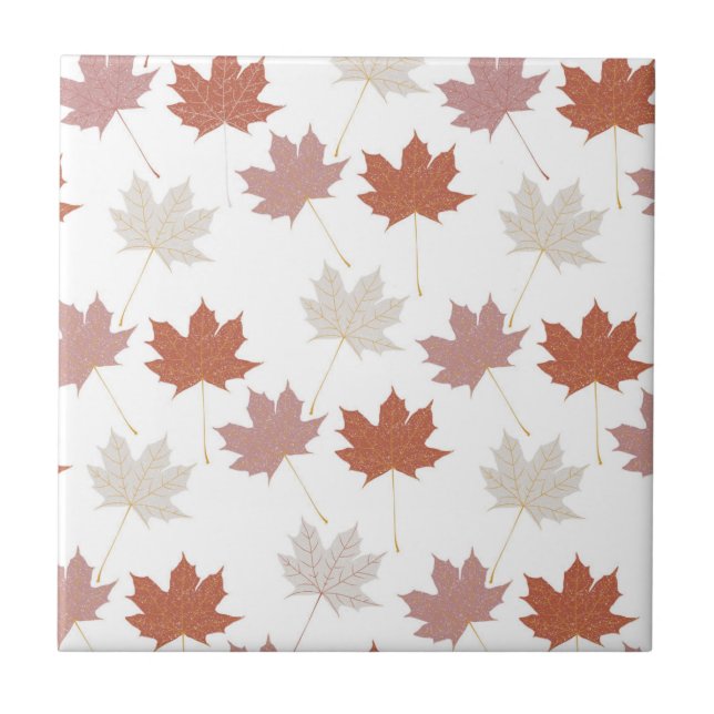 Brawn Red Autumn Floral Blätter Y2K Muster Fliese (Vorderseite)