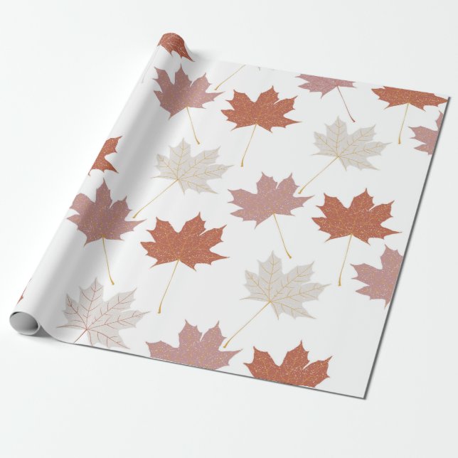Brawn Red Autumn Floral Blätter Y2K Muster Geschenkpapier (Ungerollt)