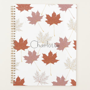 Brawn Red Autumn Floral Blätter Y2K Muster Planer