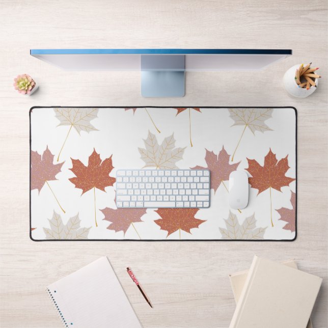 Brawn Red Autumn Floral Blätter Y2K Muster Schreibtischunterlage (Büro 1)