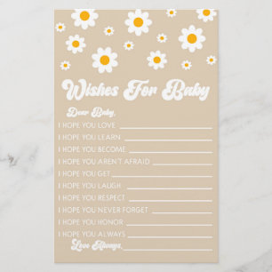 Brawn Retro Daisy wünscht sich eine Baby-Dusche-Ak Briefpapier