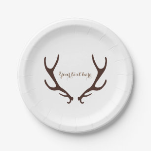 Brawn Rustic Antlers Wedding Reception Party Pappteller