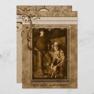 Brawn Swirl Vintager Kronleuchter Damask your Foto Einladung