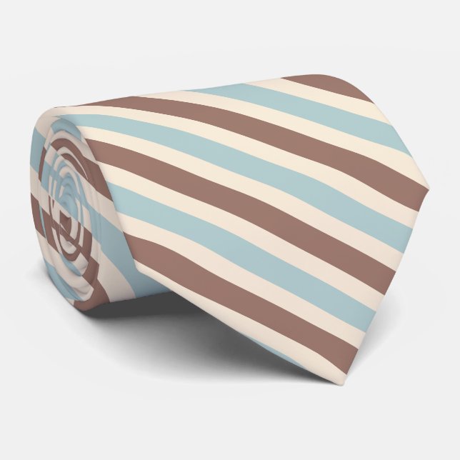 Brawn Tan Blue Streifen Krawatte (Gerollt)