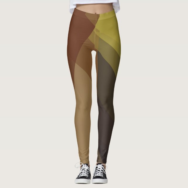 Brawn Tan Modernes geometrisches Muster Leggings (Vorderseite)