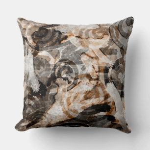 Brawn Tan Spiral Moderne Abstrakt neutrale Grunge Kissen