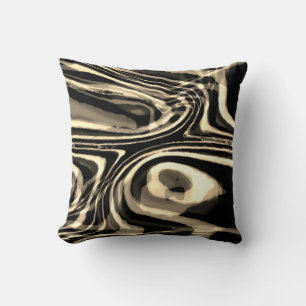 Brawn Taupe Tan Beige Swirbellinien Design Kissen