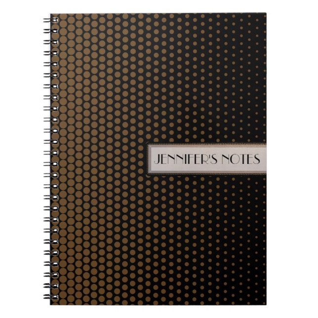 Brawn Techno Dots Elegantes Schwarzes Notizblock (Vorderseite)