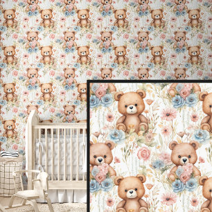 Brawn Teddy Bear Freunde mit Blume Tapete