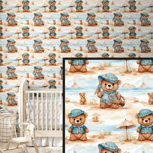 Brawn Teddy Bear Friends on Beach Tapete