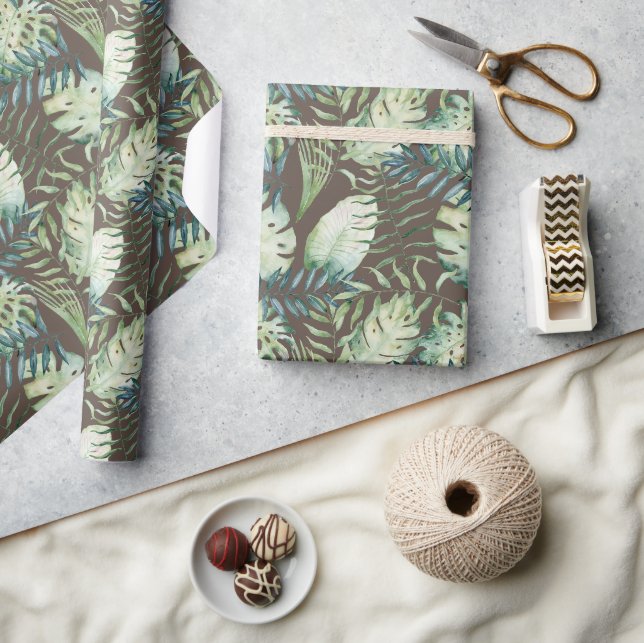 Brawn Tropical Green Blätter Geschenkpapier (Kunsthandwerk)