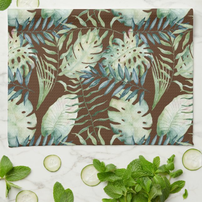 Brawn Tropical Green Blätter Geschirrtuch (Gefaltet)