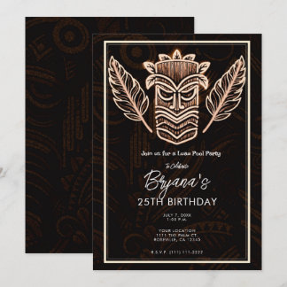 Brawn Tropical Vintag Tiki Geburtstagspartei Einladung