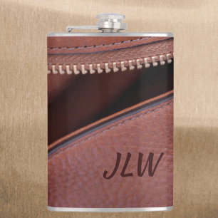 Brawn Unzipped Imitats Leather Initials fotografis Flachmann