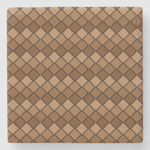 Brawn Variegated Diamond Checked Square Untersetze Steinuntersetzer