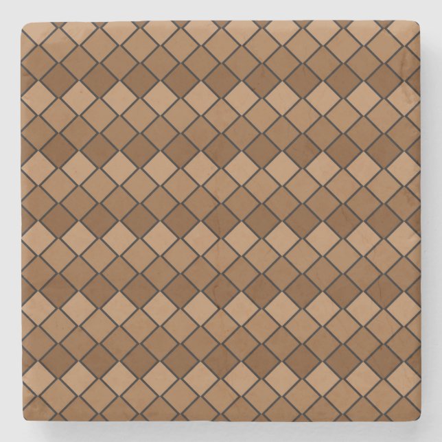 Brawn Variegated Diamond Checked Square Untersetze Steinuntersetzer (Vorderseite)
