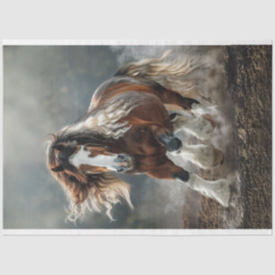 Brawn White Clydesdale like Horse Decoupage Seidenpapier
