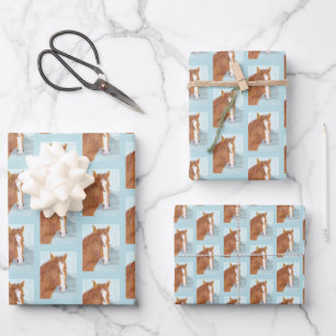 Brawn Wild Horse Blue Mountain Lake - Acryl. Geschenkpapier Set