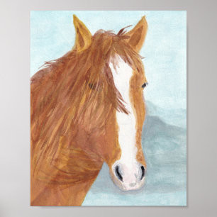 Brawn Wild Horse Blue Mountain Lake - Acryl. Poster
