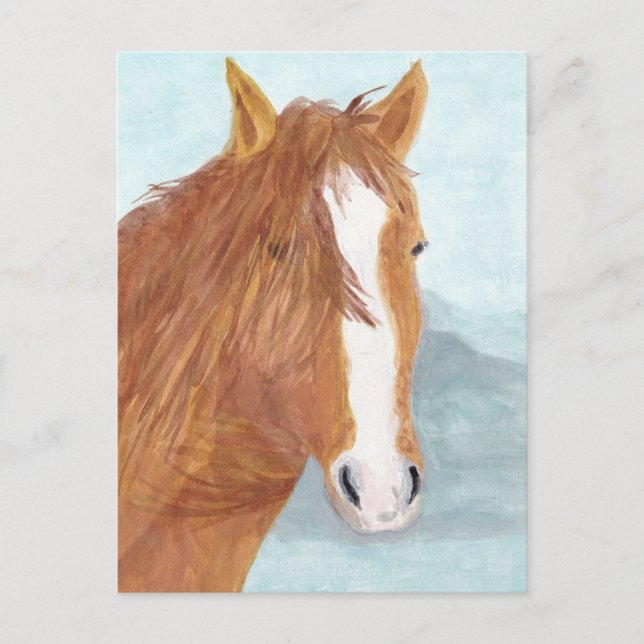 Brawn Wild Horse Blue Mountain Lake - Acryl. Postkarte (Vorderseite)