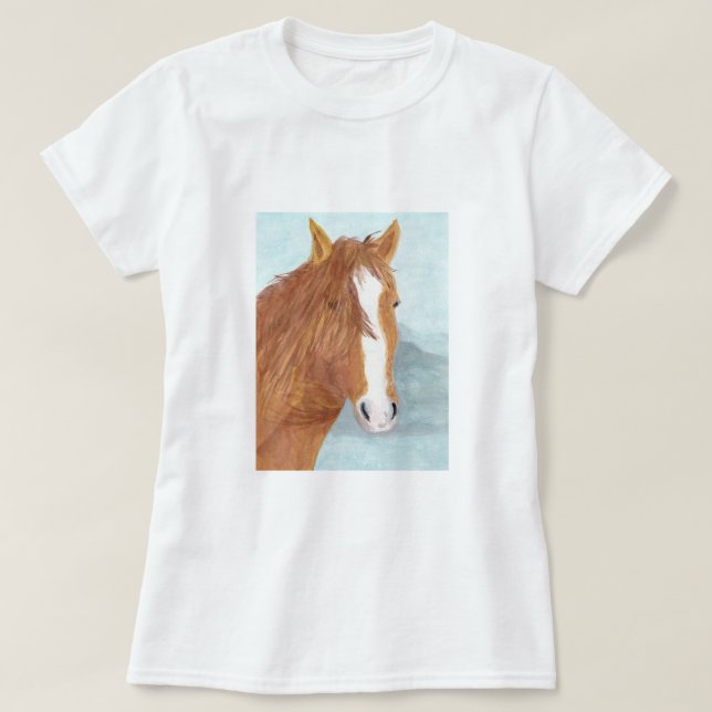 Brawn Wild Horse Blue Mountain Lake - Acryl. T-Shirt (Design vorne)