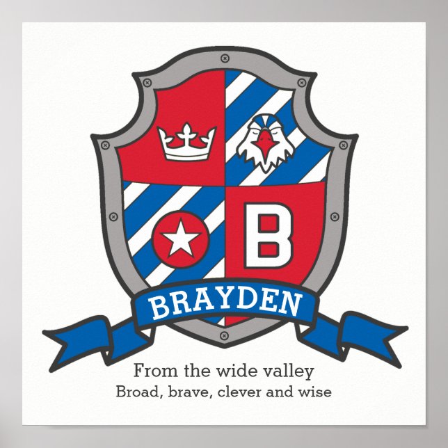 Brayden-Jungs-Name bedeutet heraldry Schild Poster (Vorne)