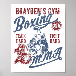 Braydens Fitnessstudio Boxen Mma Retro Design Für Poster