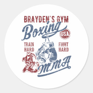 Braydens Fitnessstudio Boxen Mma Retro Design Für Runder Aufkleber