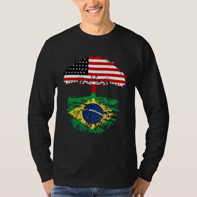Brazil Brasil Roots American Grown  For Men Women  T-Shirt (Vorderseite)