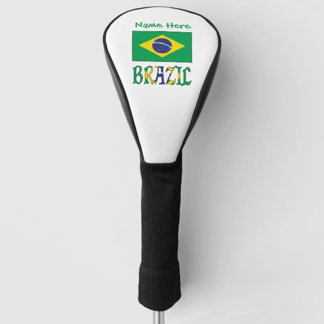 Brazil Brazilian Flag Green Personalization  Golf Headcover (Vorderseite)