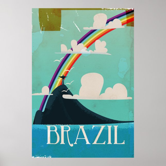 brazil christ der Retter Vintage Reiseplakat Poster (Vorne)