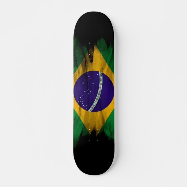Brazil flag brush stroke, national flag skateboard (Vorne)