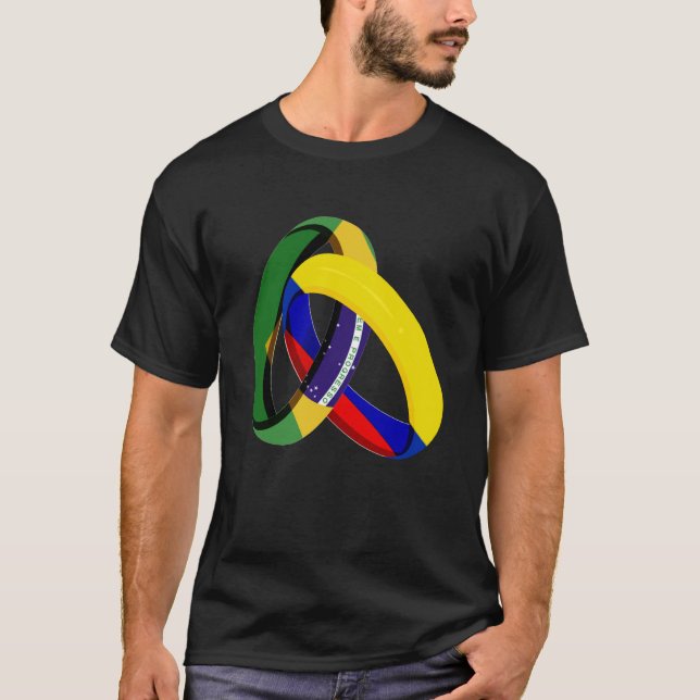 Brazil Flag Colombia Grown Ring Marriage Wedding T-Shirt (Vorderseite)