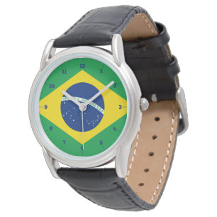 BRAZIL FLAG GOLD GREEN WATCH ARMBANDUHR