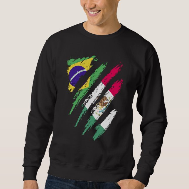 Brazil Flag Mexico Grown Patriot Country Stripes Sweatshirt (Vorderseite)