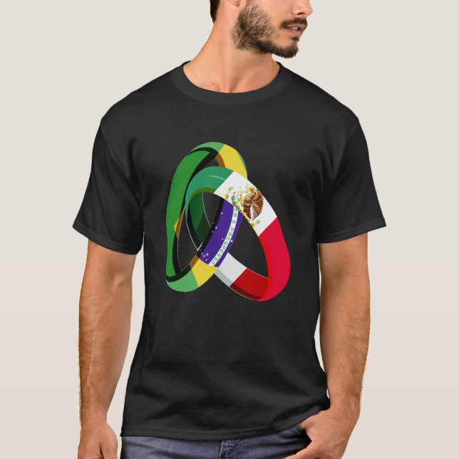 Brazil Flag Mexico Grown Ring Marriage Wedding T-Shirt (Vorderseite)