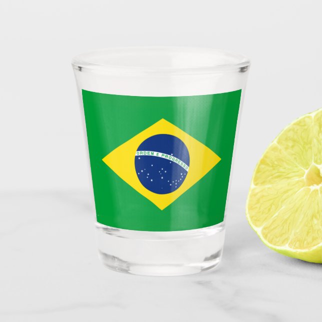 Brazil Flag World Cup 2026 Football Brasil Soccer Schnapsglas (Vorderseite)