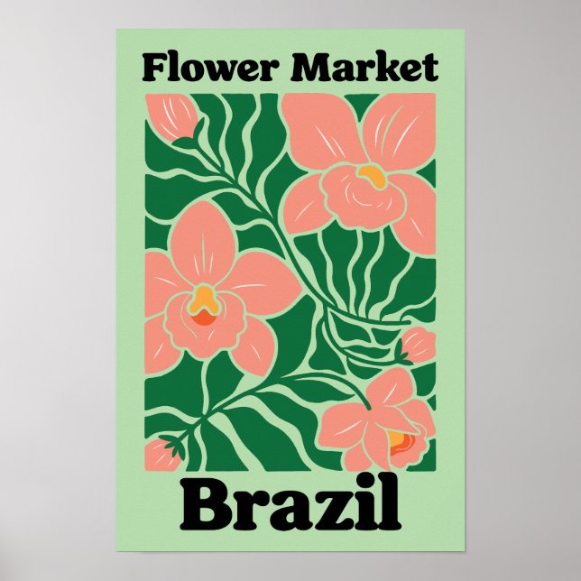 Brazil Flower Market Peach Orchid Tropical Poster (Vorne)