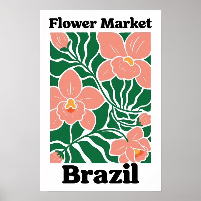Brazil Flower Market Peach Orchid Tropical Poster (Vorne)