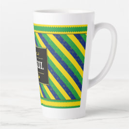 Brazil Football Fan Flag Colors Stripe Pattern Milchtasse