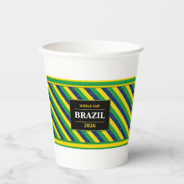 Brazil Football Fan Flag Colors Stripe Pattern Pappbecher