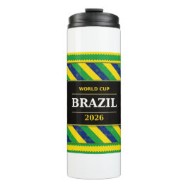 Brazil Football Fan Flag Colors Stripe Pattern Thermosbecher