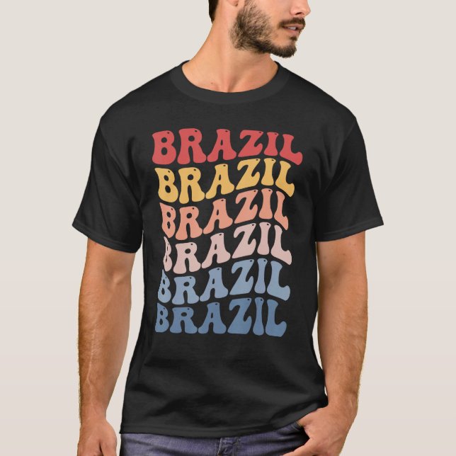 Brazil Groovy Retro Brazilian T-Shirt (Vorderseite)