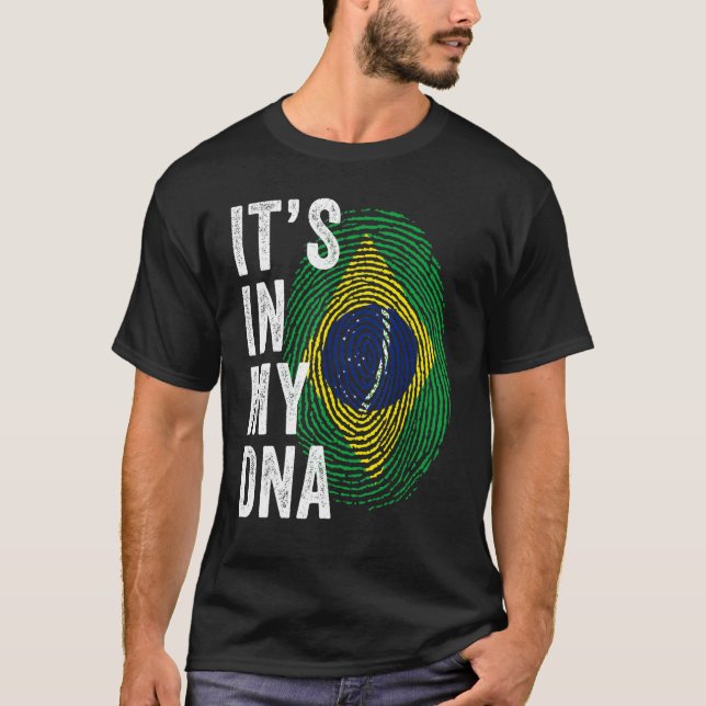 Brazil It's In My DNA Brazilian Fingerprint Brazil T-Shirt (Vorderseite)
