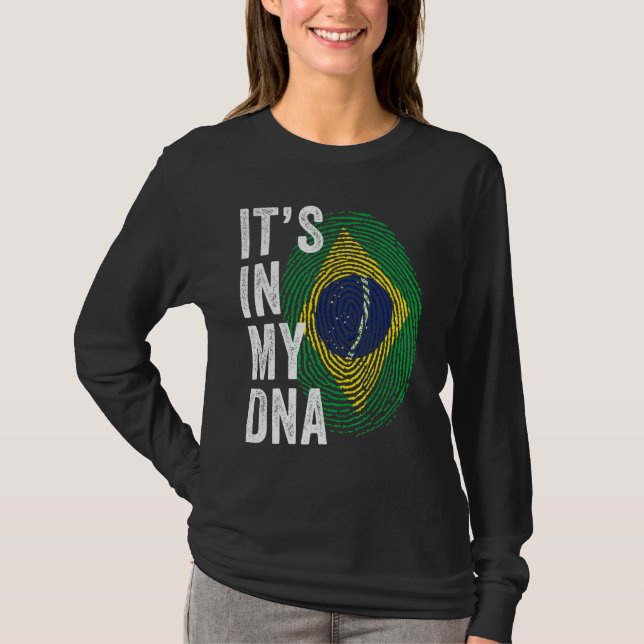 Brazil It's In My DNA Brazilian Fingerprint Brazil T-Shirt (Vorderseite)